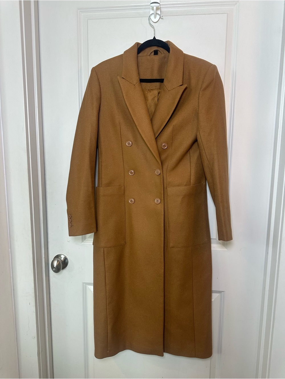 ANTHROPOLOGIE &Other Stories Wool Double Breasted Camel Maxi Quiet Luxury Coat,6